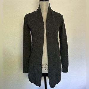Theory ribbed gray wool open cardigan size P XS extra small